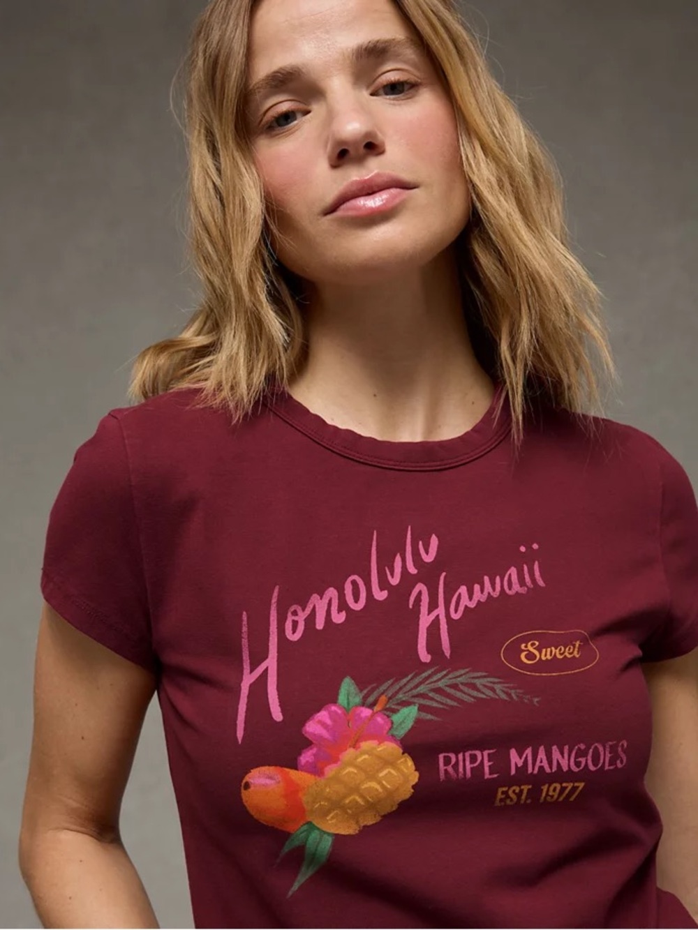 American Eagle Fitted Cropped Graphic Tee Size Small